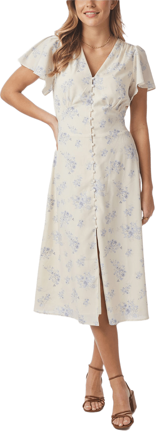 Eleni Delicate Flower Dress, från Neo Noir, i färgen Creme.