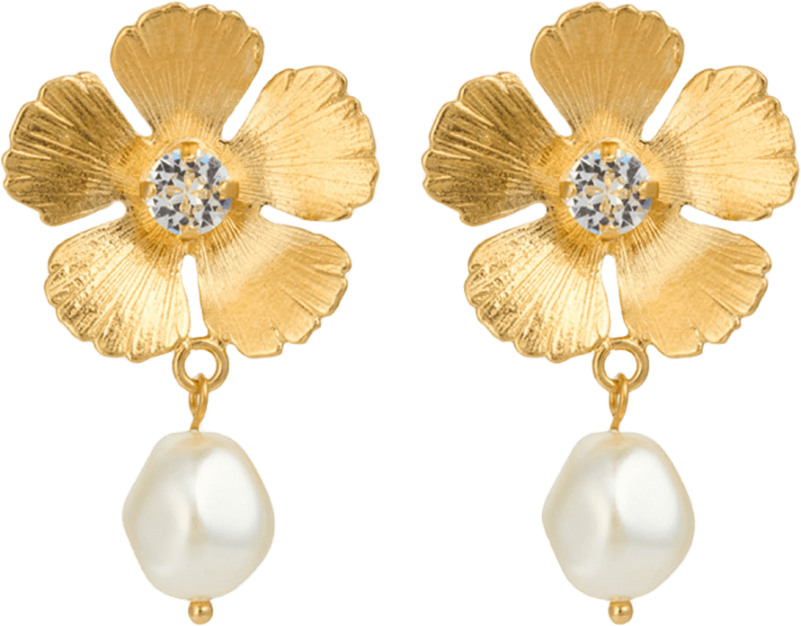 Mini Anemone Pearl Earring, från Caroline Svedbom, i färgen Crystal1.