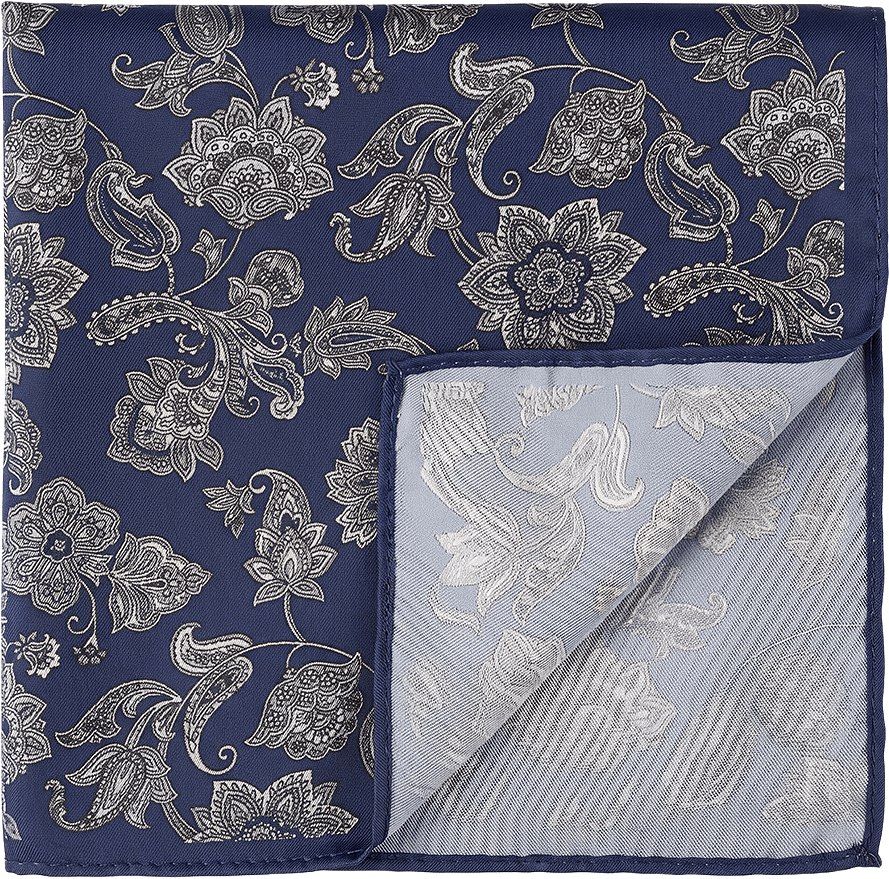 Blommig sidennäsduk i twill, 33 x 33 cm, från Amanda Christensen, i färgen Navy.