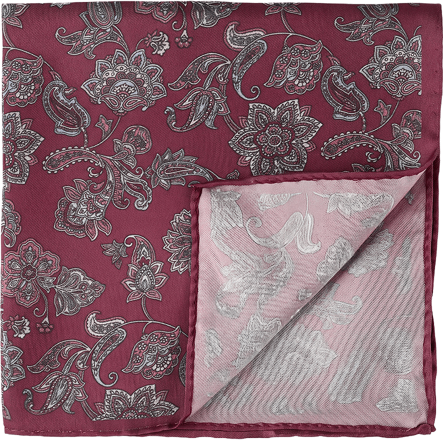 Blommig sidennäsduk i twill, 33 x 33 cm, från Amanda Christensen, i färgen Wine Red.