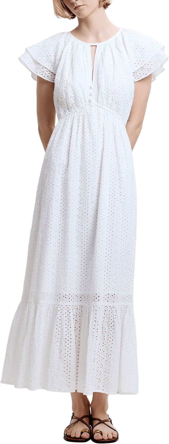 Bonnie Trisha Broderie Maxi Dress, från French Connection, i färgen Linen White.