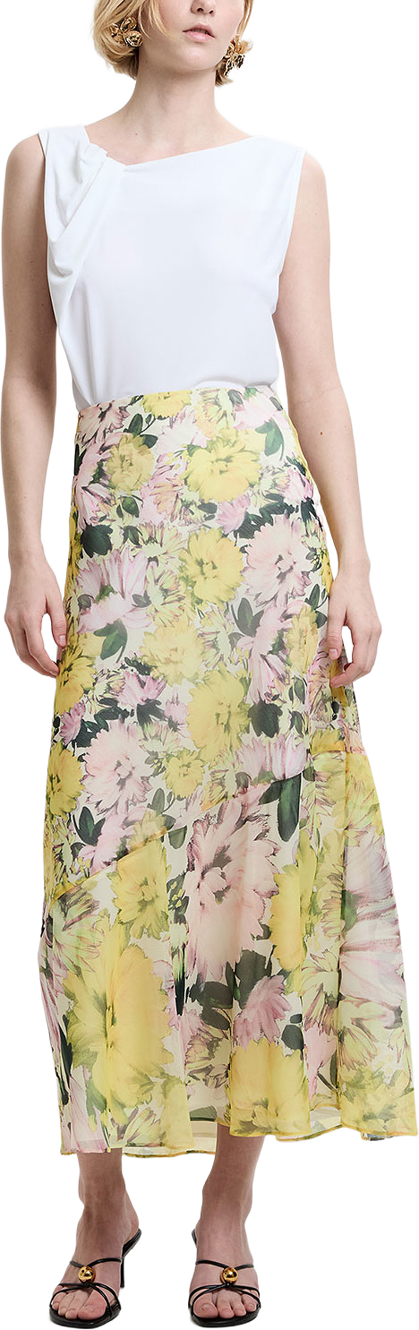 Carla Emina Chiffon Skirt, från French Connection, i färgen Yellow Multi.