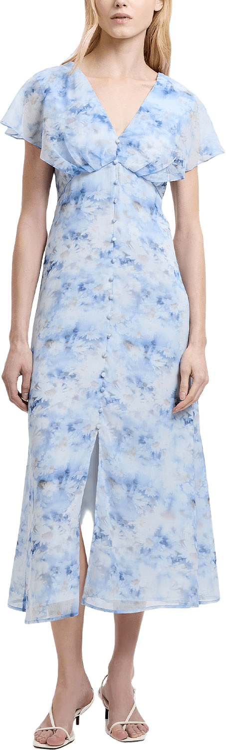 Daisy Emina Georgette Midi Dress, från French Connection, i färgen Blue Multi.