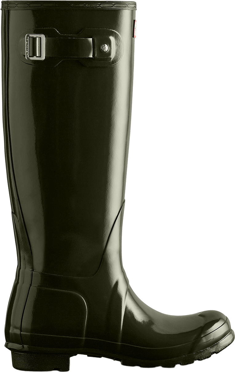 Womens Original Tall Gloss Boot, från Hunter, i färgen Dark Olive.