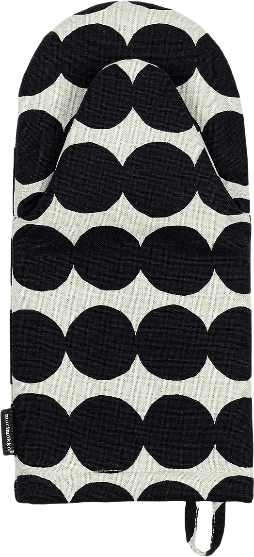 Räsymatto Oven Mitten, från Marimekko, i färgen Linen,black.