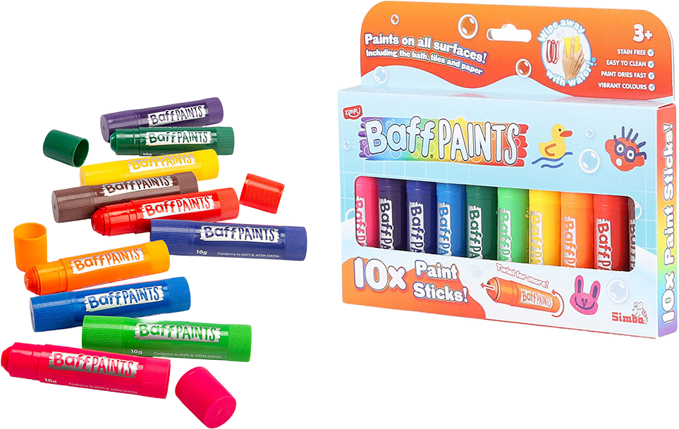 Baff badkritor i färg, 10-pack, från ZIMPLI KIDS, i färgen Flerfärgad.