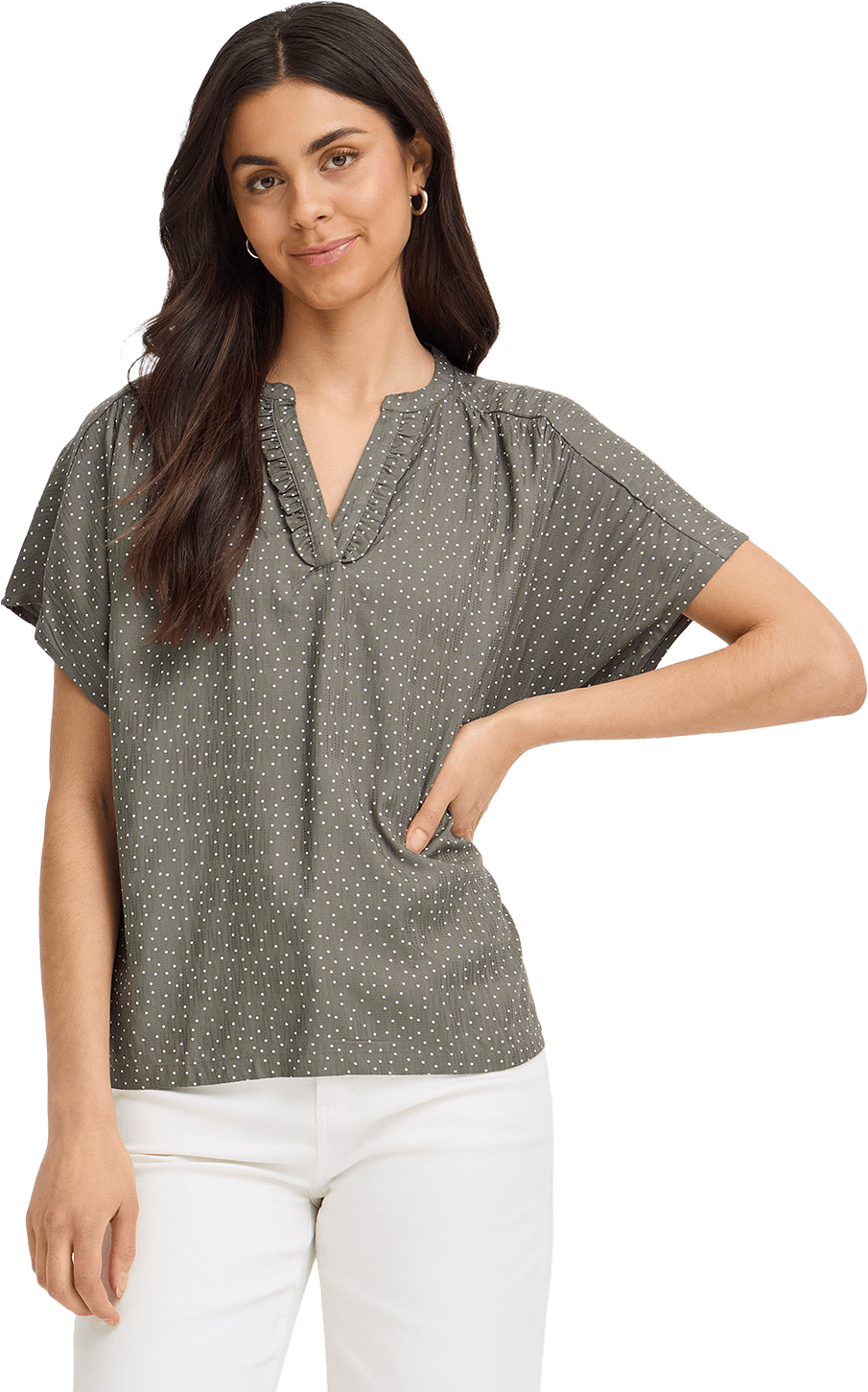 Laya Bl 1, från Fransa, i färgen Dot Dots Smokey Olive.