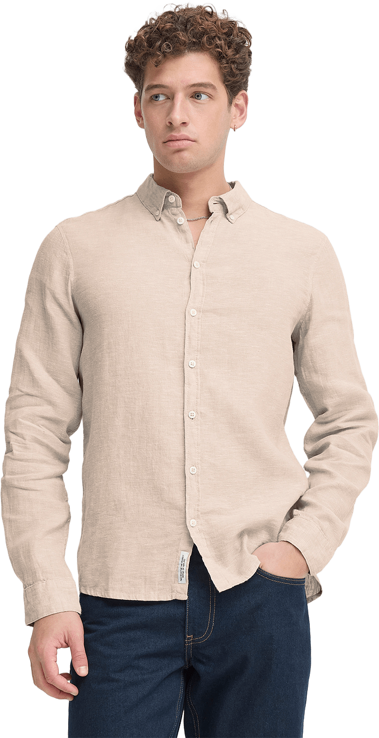 CFANTON BD LS linen shirt Shirt, från Casual Friday, i färgen Plaza Taupe Melange.