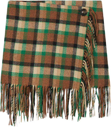 Aera Check Fringe, från Rodebjer, i färgen Nutty/Leaf Green.