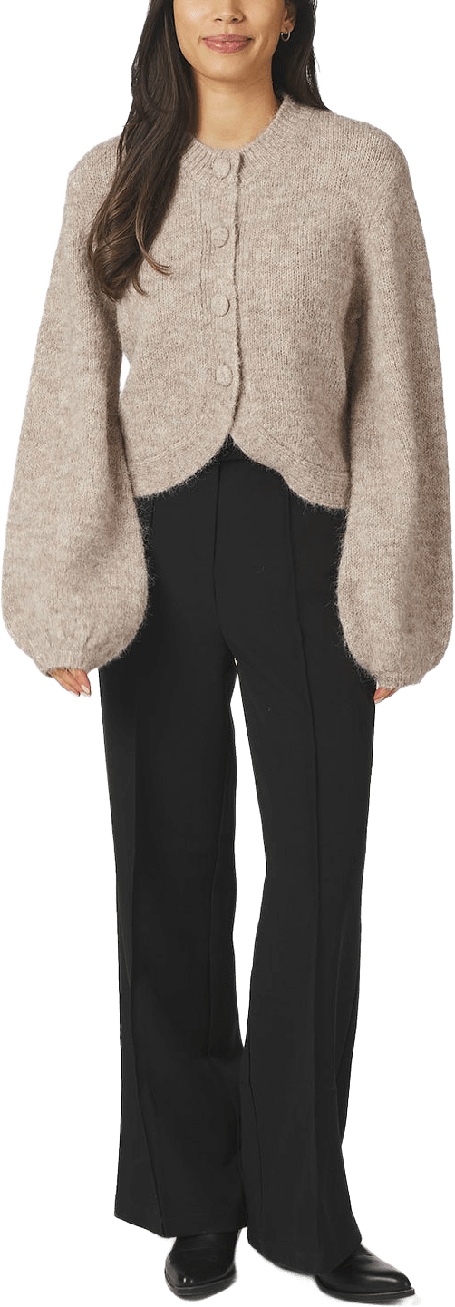 Gio Fluffy Knit Cardigan, från Neo Noir, i färgen Beige Melange.