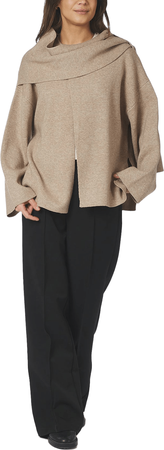 Wals Knit Scarf Blouse, från Neo Noir, i färgen Beige.