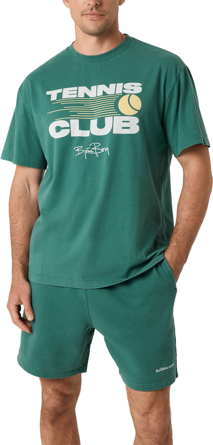 Borg Classic Print T-Shirt, från Björn Borg Sport, i färgen Mallard Green.