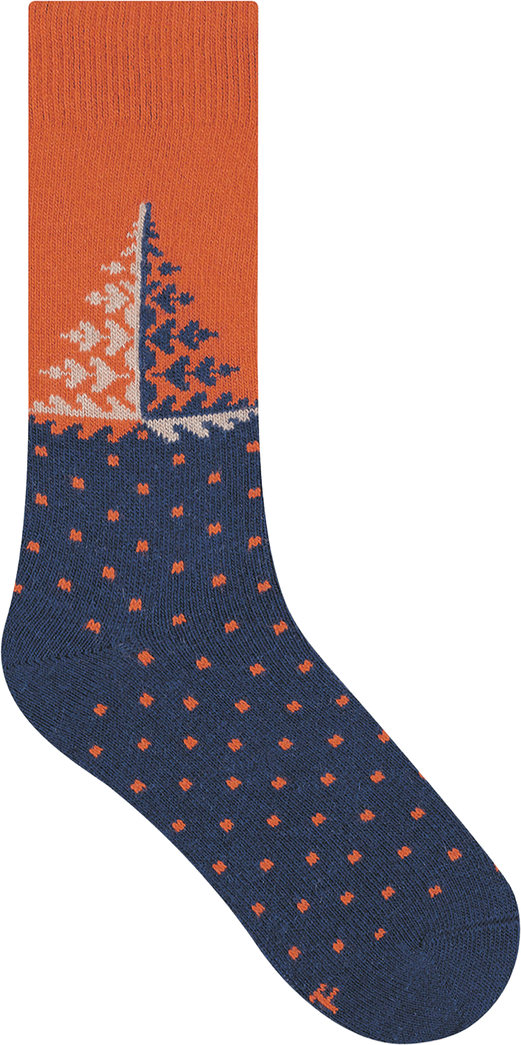 Mönstrad Socka I Ull & Kashmir, från BleuForêt, i färgen Rouille.