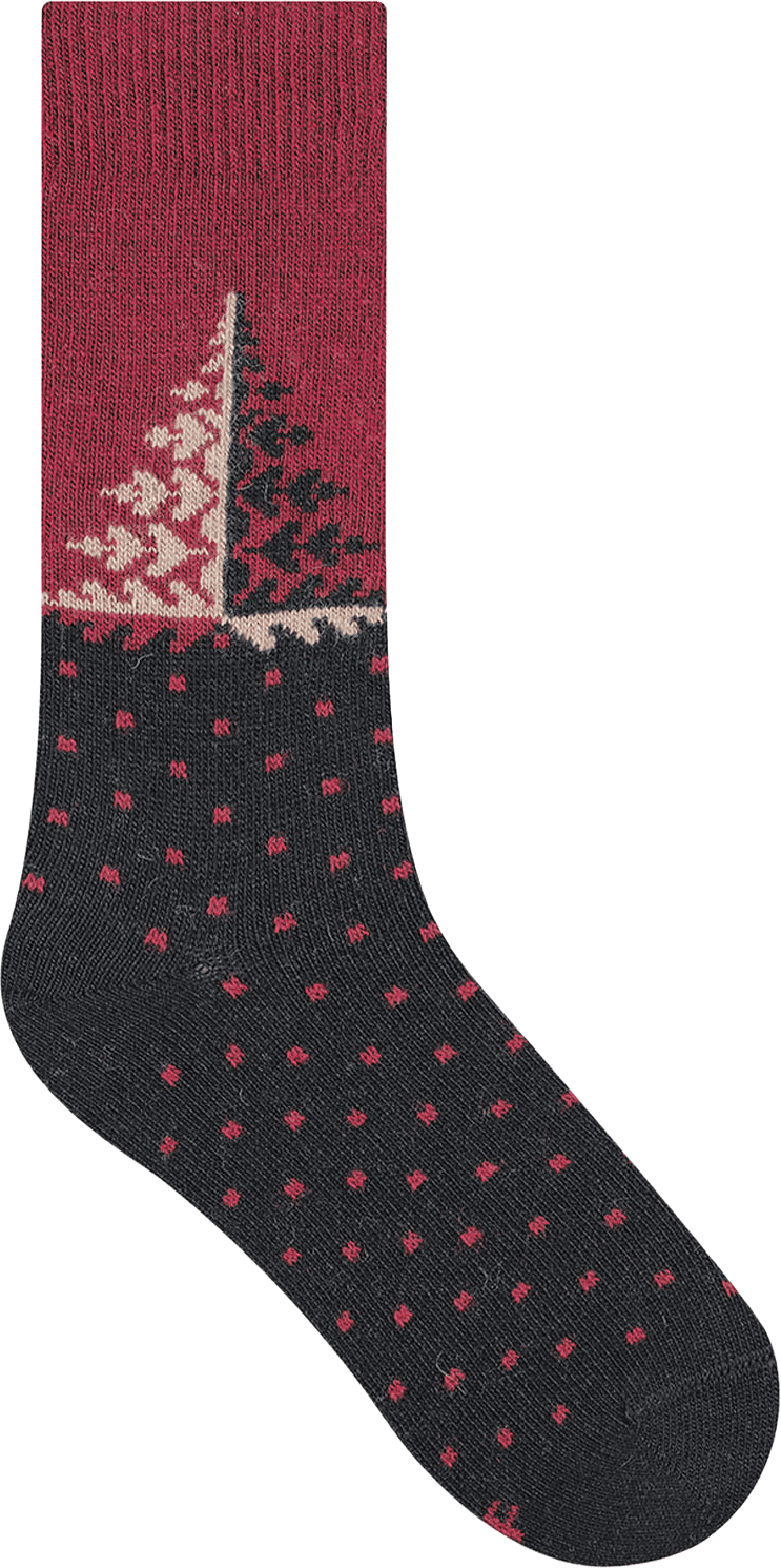 Mönstrad Socka I Ull & Kashmir, från BleuForêt, i färgen Chianti.