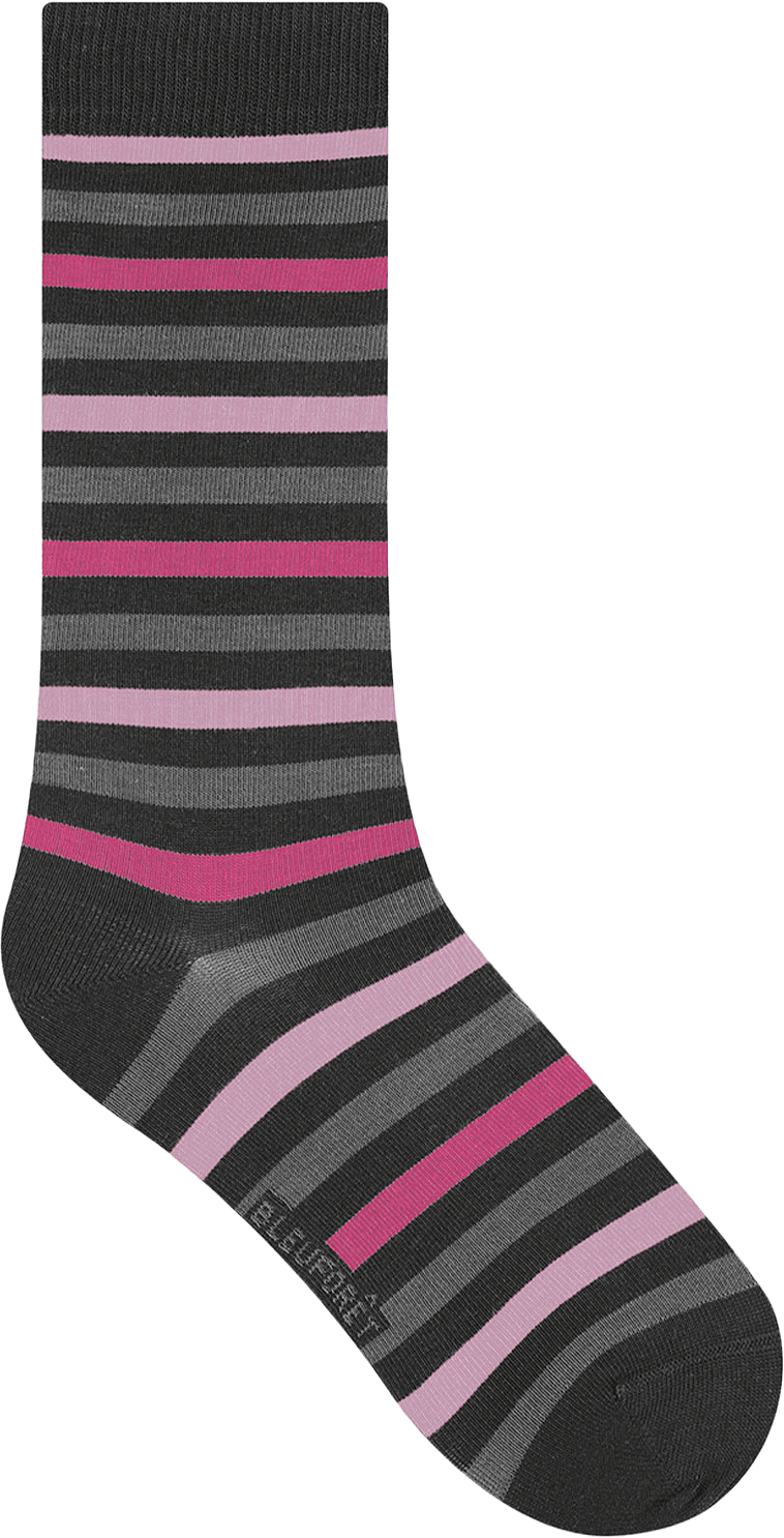Socka, ränder, från BleuForêt, i färgen Noir/Rose.