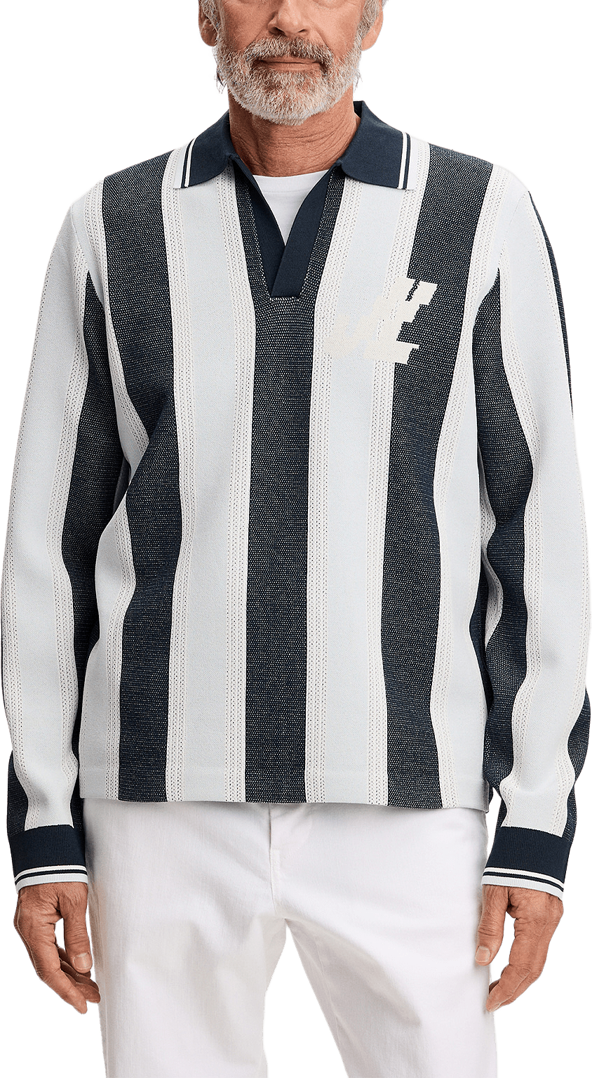 Silas Stripe Polo Knit, från J.Lindeberg, i färgen Skywriting.