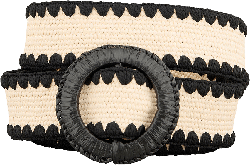 Crochet Slim Zia Belt, från Becksöndergaard, i färgen Nature/Black.
