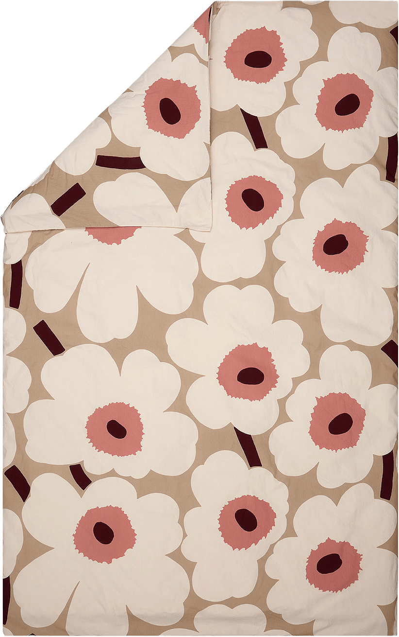 Unikko Seersucker Duvetcover 150x210cm, från Marimekko, i färgen Beige,off White,rose.