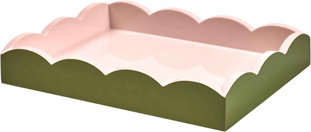 Bricka Scalloped Khaki/Pink 11x8, från Addison Ross, i färgen Khaki-pink.