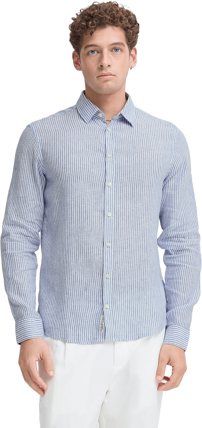 Estrup Ls Linen Mix Shirt, från Casual Friday, i färgen Surf The Web Melange.