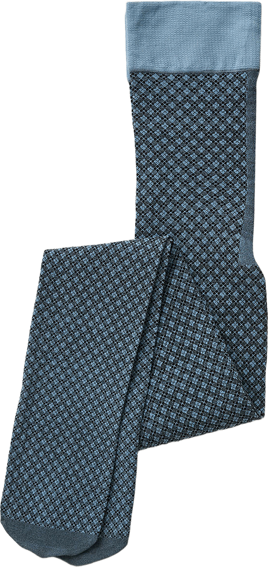 Clara Retro Patterned Tights, från Swedish Stockings, i färgen Dusty Blue.