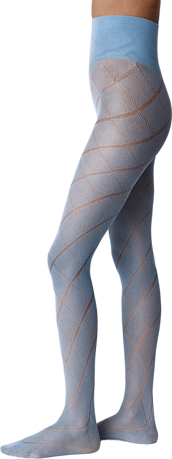 Kitty Romb Pointelle Tights, från Swedish Stockings, i färgen Dusty Blue.