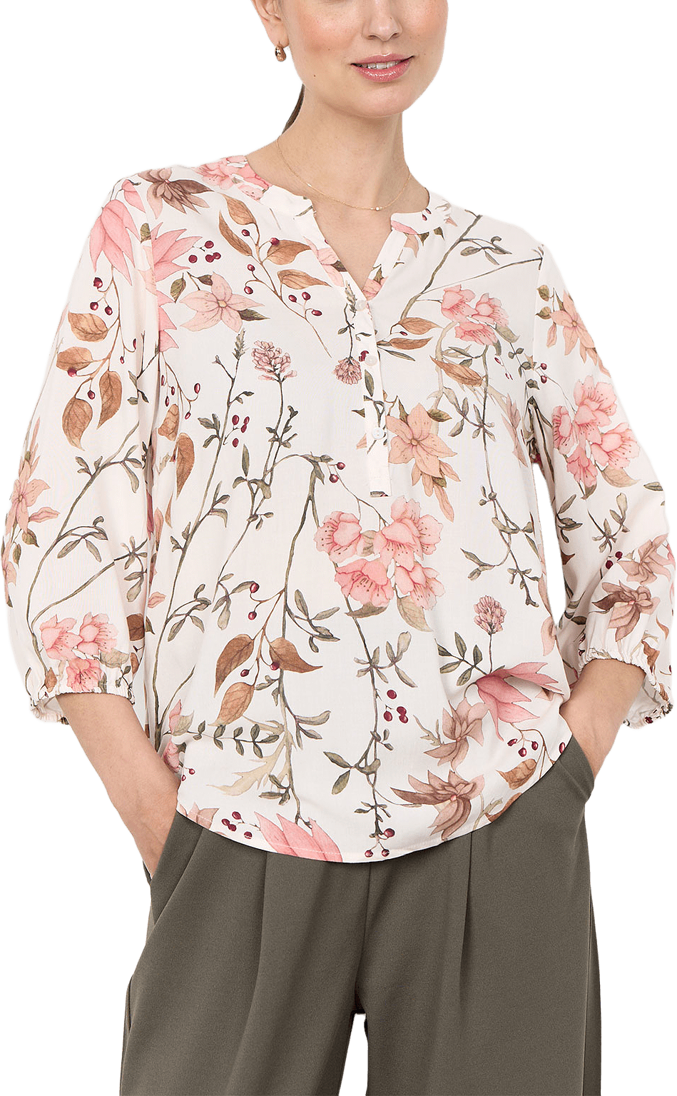 Grace 2 Blouse, från Soyaconcept, i färgen Cream Combi.