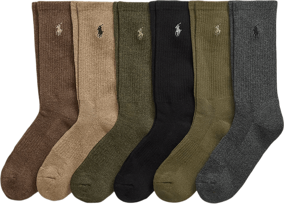 Cotton-Blend Crew Sock 6-Pack, från Polo Ralph Lauren, i färgen Brown Assorted.