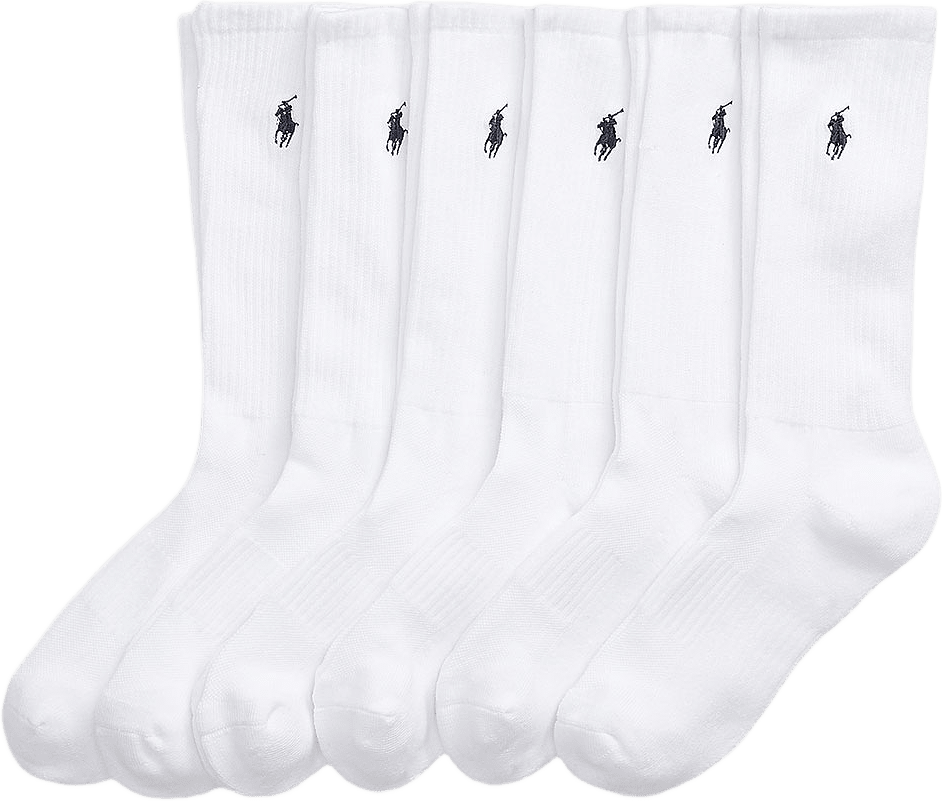 Cotton-Blend Crew Sock 6-Pack, från Polo Ralph Lauren, i färgen White.