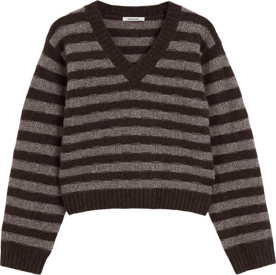 Maria Yak V-Neck Sweater, från Holzweiler, i färgen Brown Stripe.
