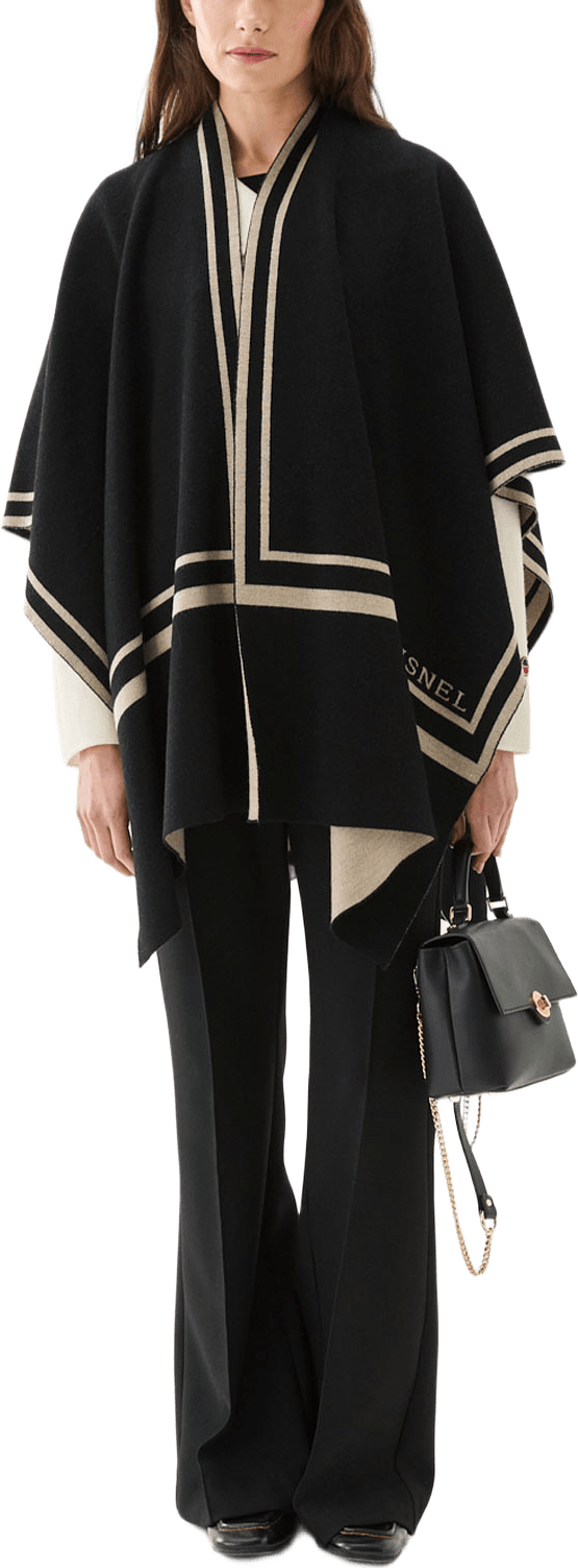 Garbo Poncho, från Busnel, i färgen Black / Oat.
