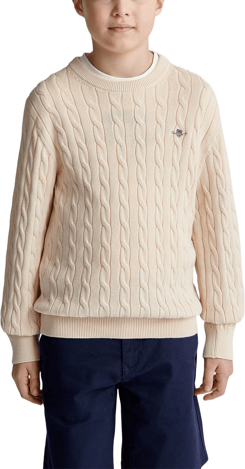 Sweater Shield Cotton Cable Neck Sweater, från GANT, i färgen Creamed White.