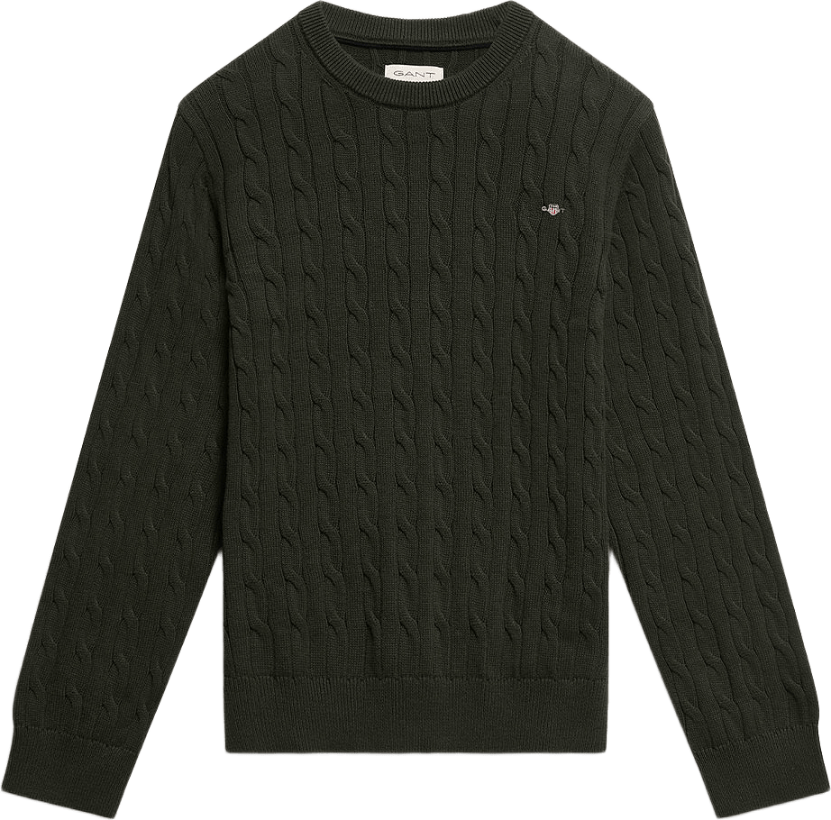 Sweater Shield Cotton Cable Neck Sweater, från GANT, i färgen Dark Moss Green.