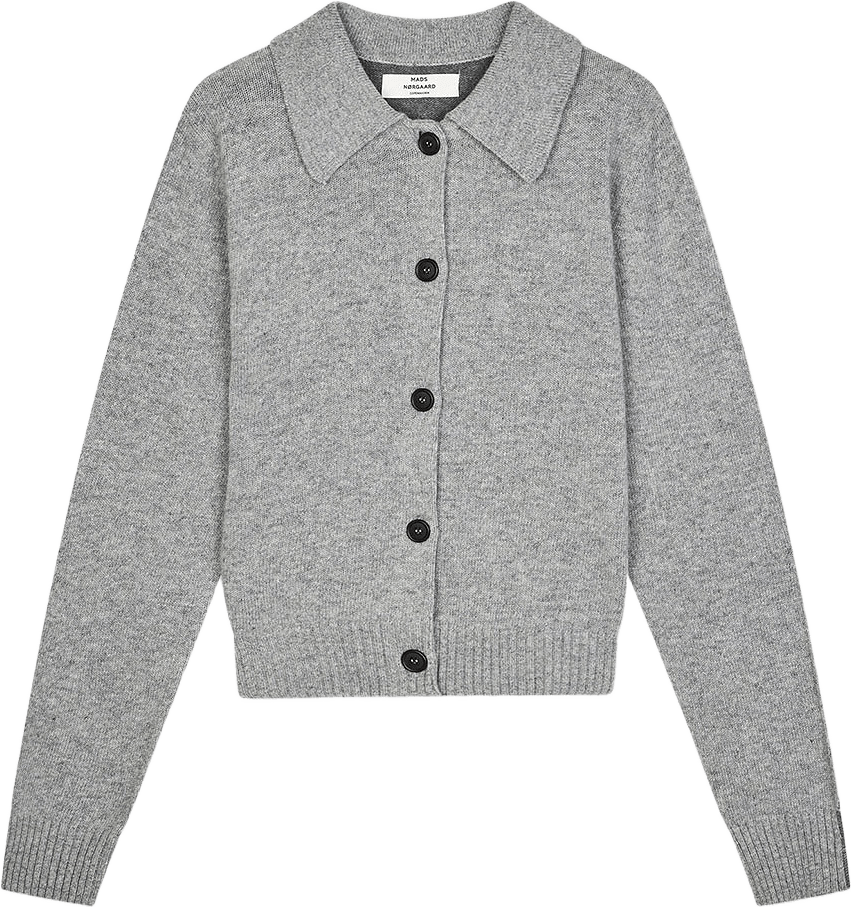 Yota Knit Katrine Cardigan Knitwear, från Mads Nørgaard, i färgen Light Grey Melange/Dark Grey M.