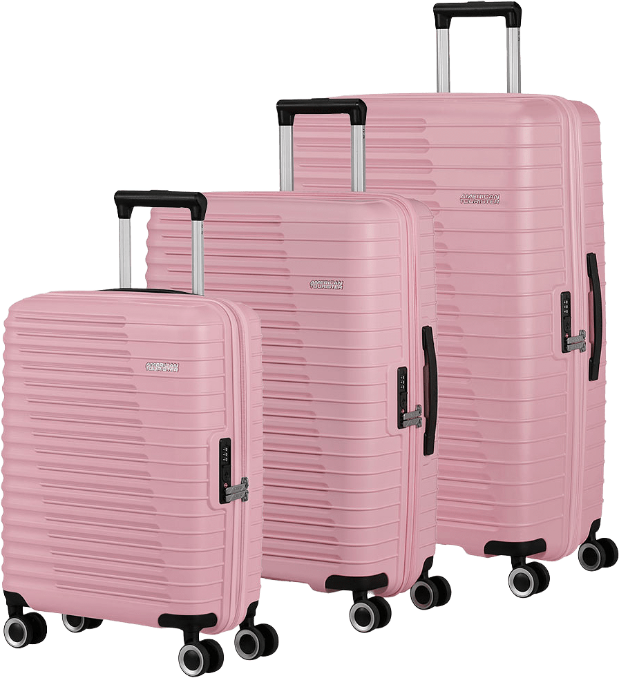 3 pcs set Roadrush 55+66+77 cm resväska, från American Tourister, i färgen Soft Rose.