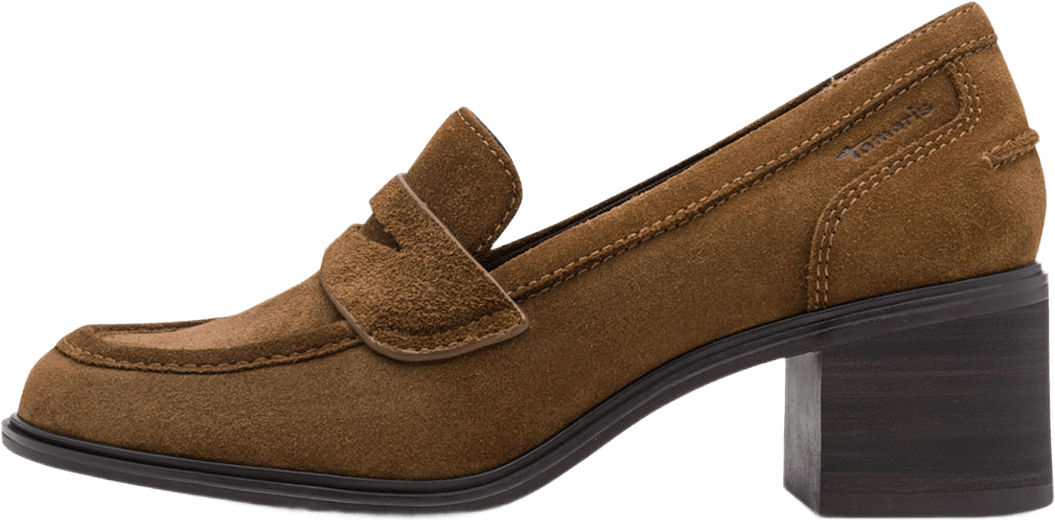Heels, från Tamaris, i färgen Cognac Suede.