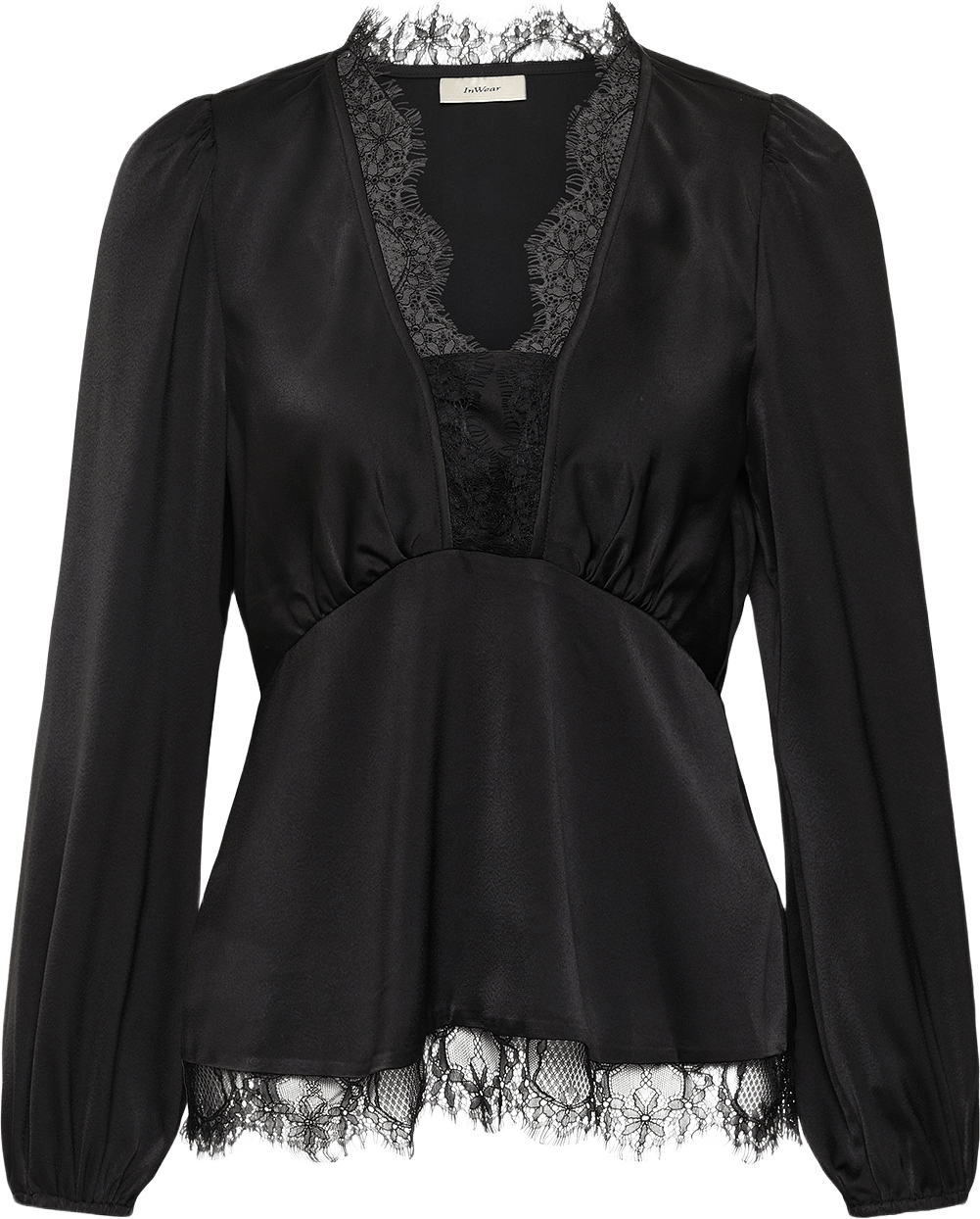 Satineiw Lace Top Shirt, från Inwear, i färgen Black.