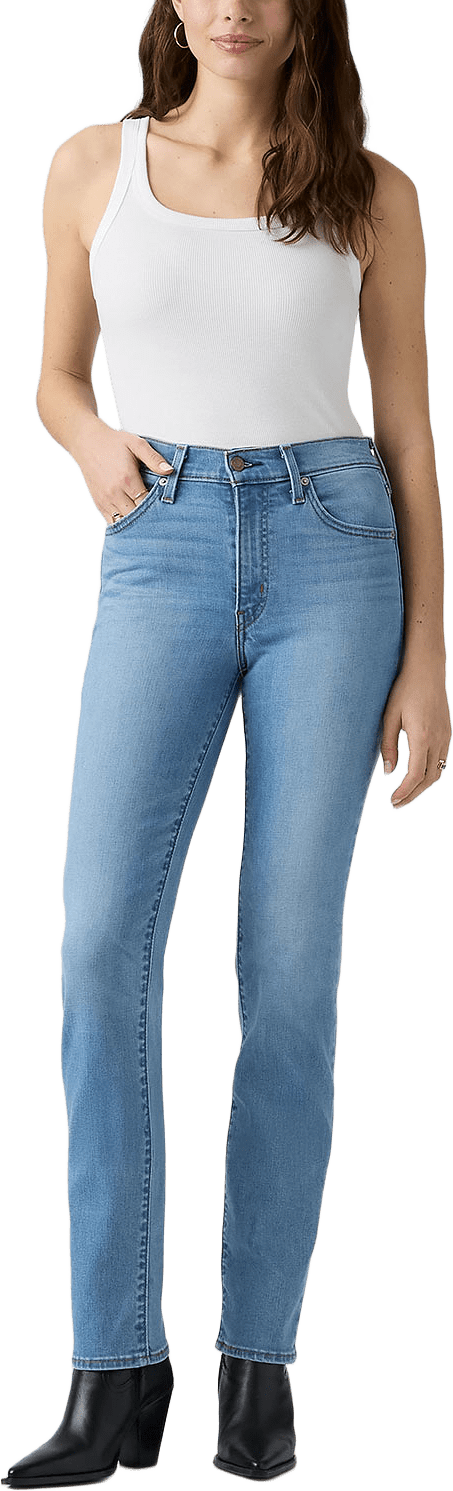 722 High Rise Slim Jeans, från Levi's, i färgen Med Indigo - Worn In.
