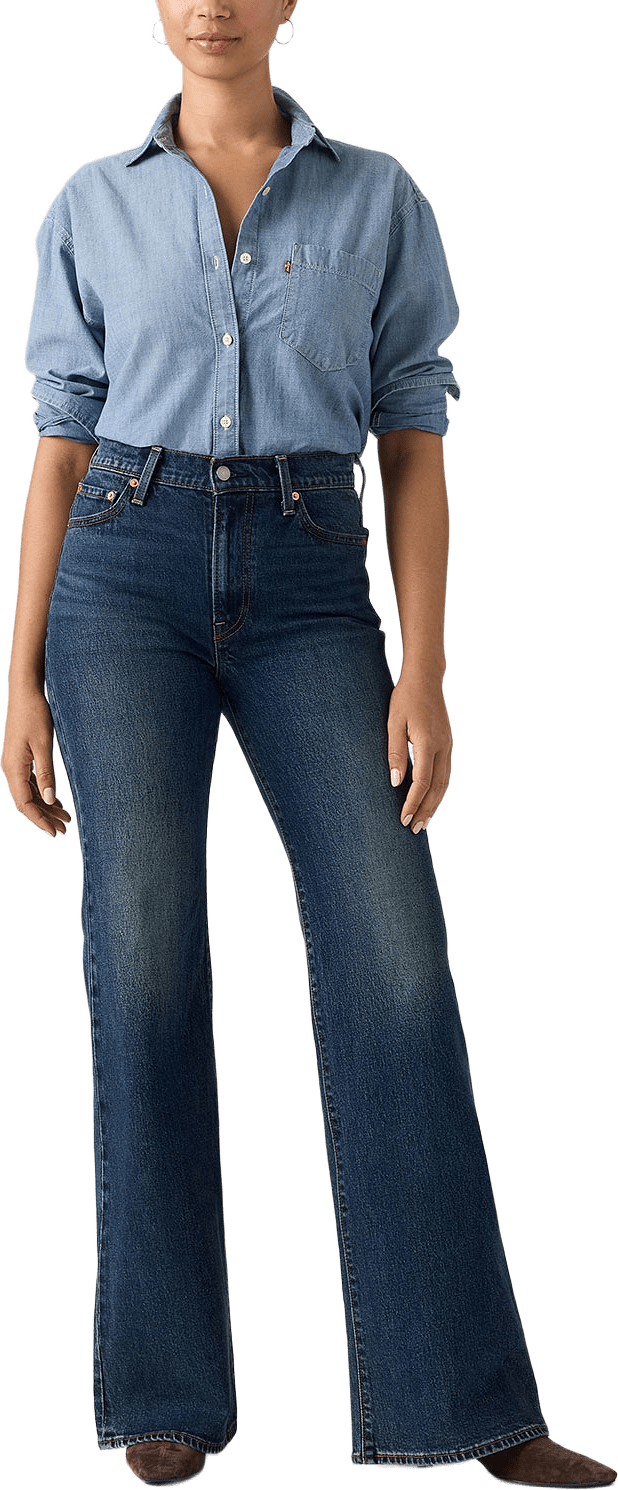 Ribcage Flare Jeans, från Levi's, i färgen Med Indigo - Worn In.
