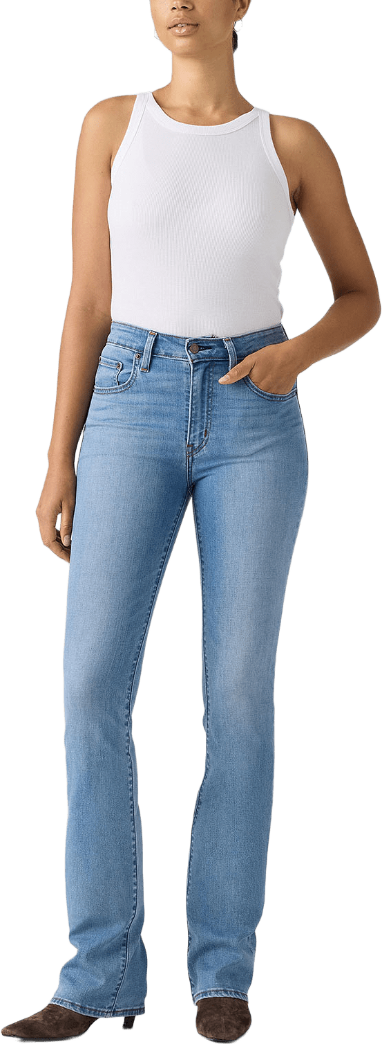 725 High Rise Bootcut Jeans, från Levi's, i färgen Med Indigo - Worn In.