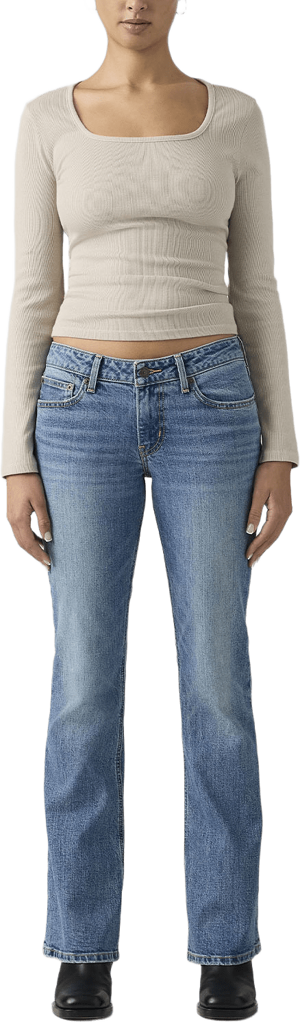 Low Slim Boot Jeans, från Levi's, i färgen Med Indigo - Worn In.