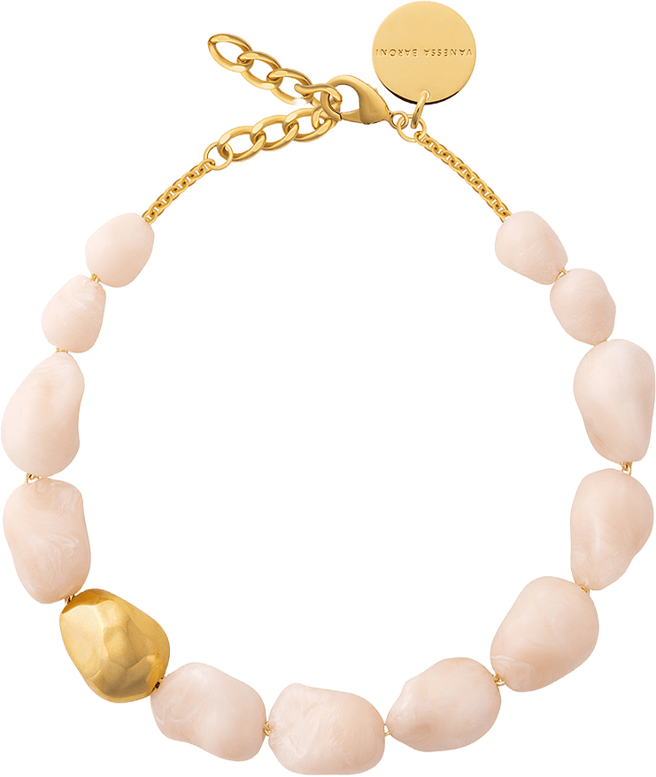 Big Organic Pearl Necklace, från Vanessa Baroni, i färgen Latte Marble.