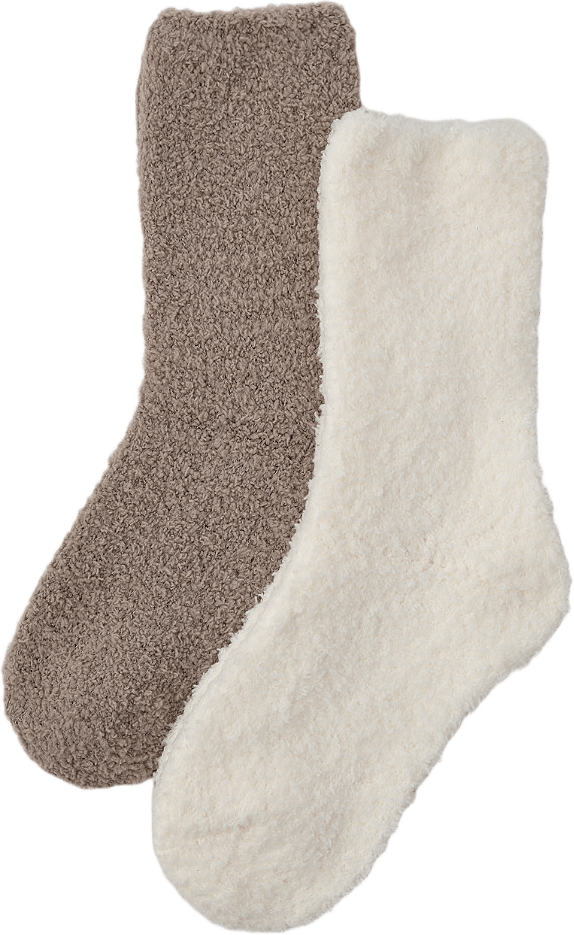 Fleecesockor, 2-pack, från RIKIKI, i färgen Off-white.