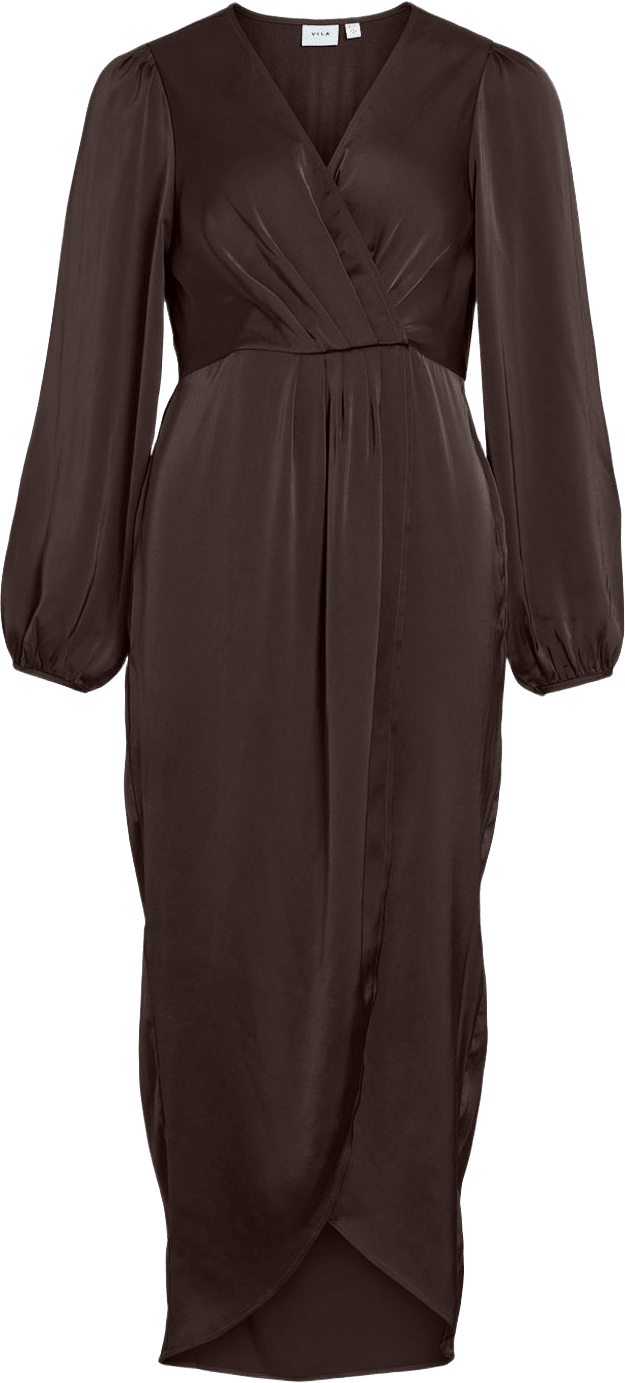 Viravenna V-neck Wrap Dress, från Vila, i färgen Coffee Bean.