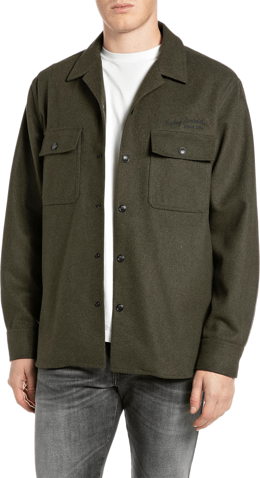Mellon Wool Overshirt, från Replay, i färgen Dark Military Melange.