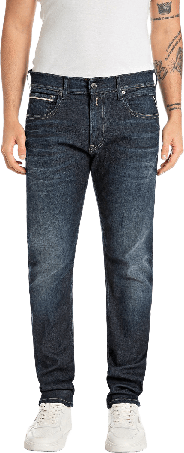 Hyperflex Grover Straight Fit Jeans, från Replay, i färgen Dark Blue.