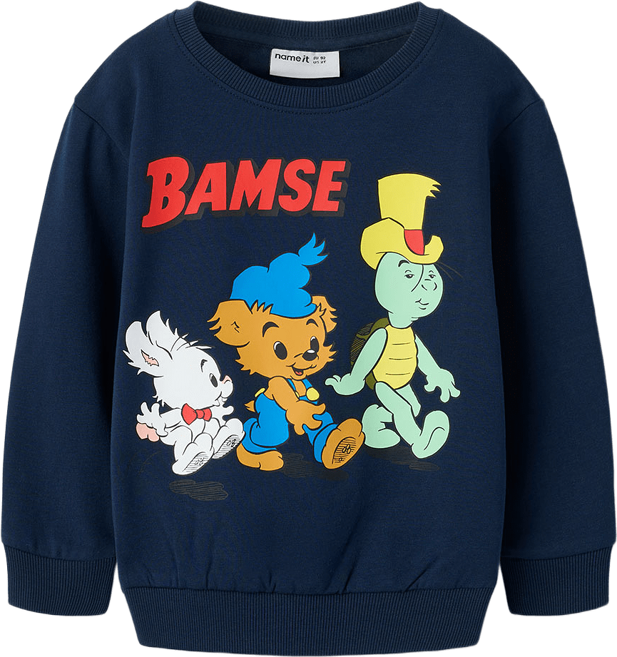 Mumle Bamse Seatshirt, från Name It, i färgen Navy Blazer.