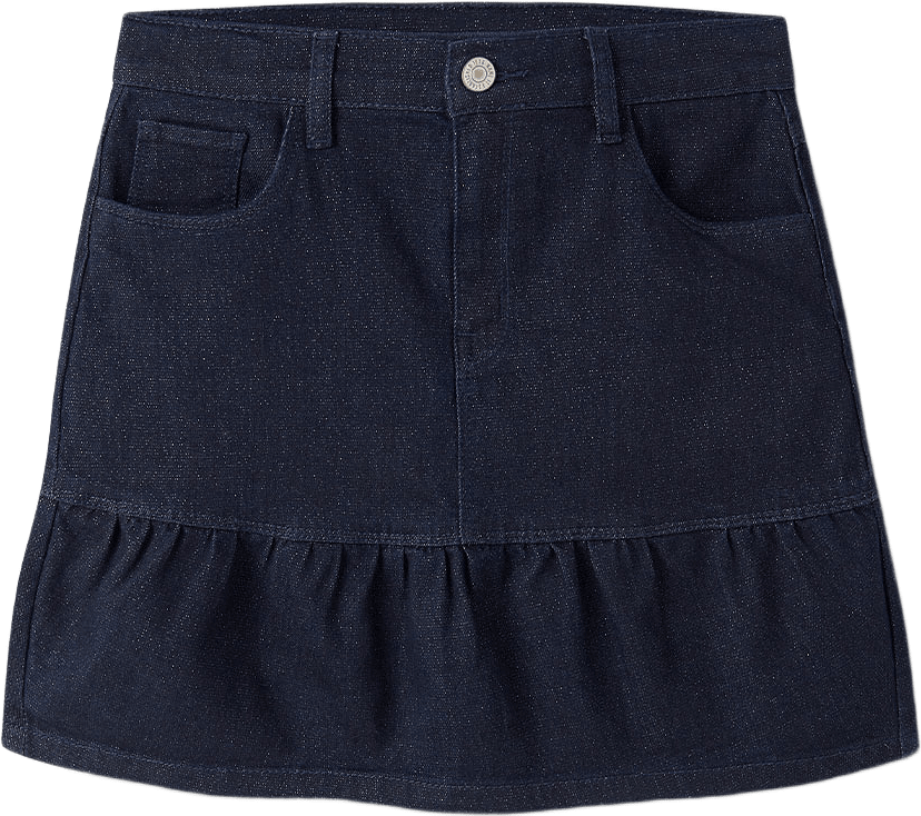 Liv Denim Glitter Skirt, från Name It, i färgen Dark Blue Denim.