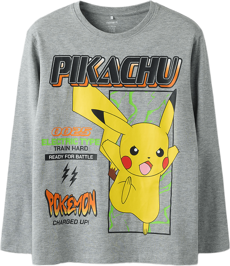 Pokemon Top, från Name It, i färgen Grey Melange.