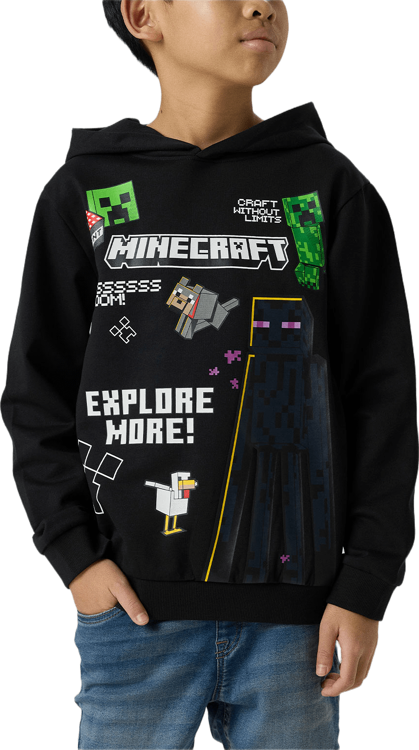 Minrecraft Hoodie, från Name It, i färgen Black.